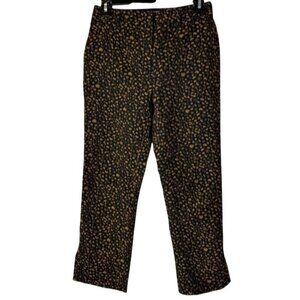 Allen Schwartz Pants Women 0 Black Brown Animal Print Split‎ Hem Flare Trousers